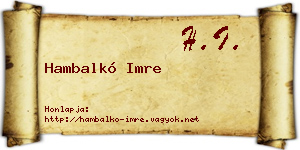Hambalkó Imre névjegykártya